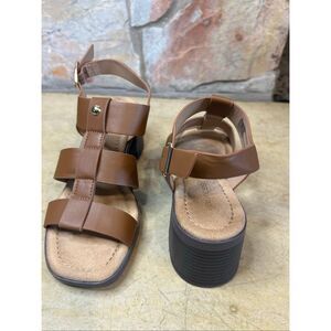 Maurices Aly Fisherman Block Heel Strappy Buckled Sandals Tan Size 7.5M